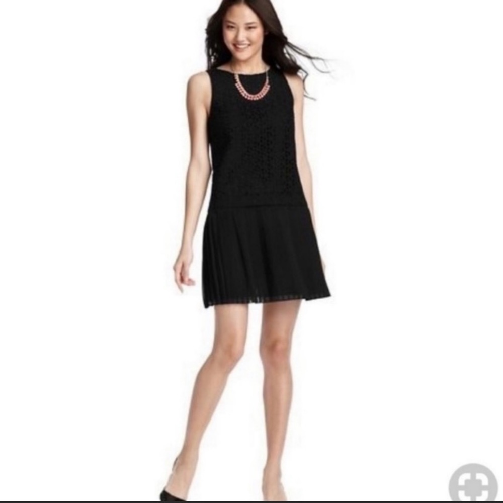 Ann Taylor Loft Eyelet Plated black dress